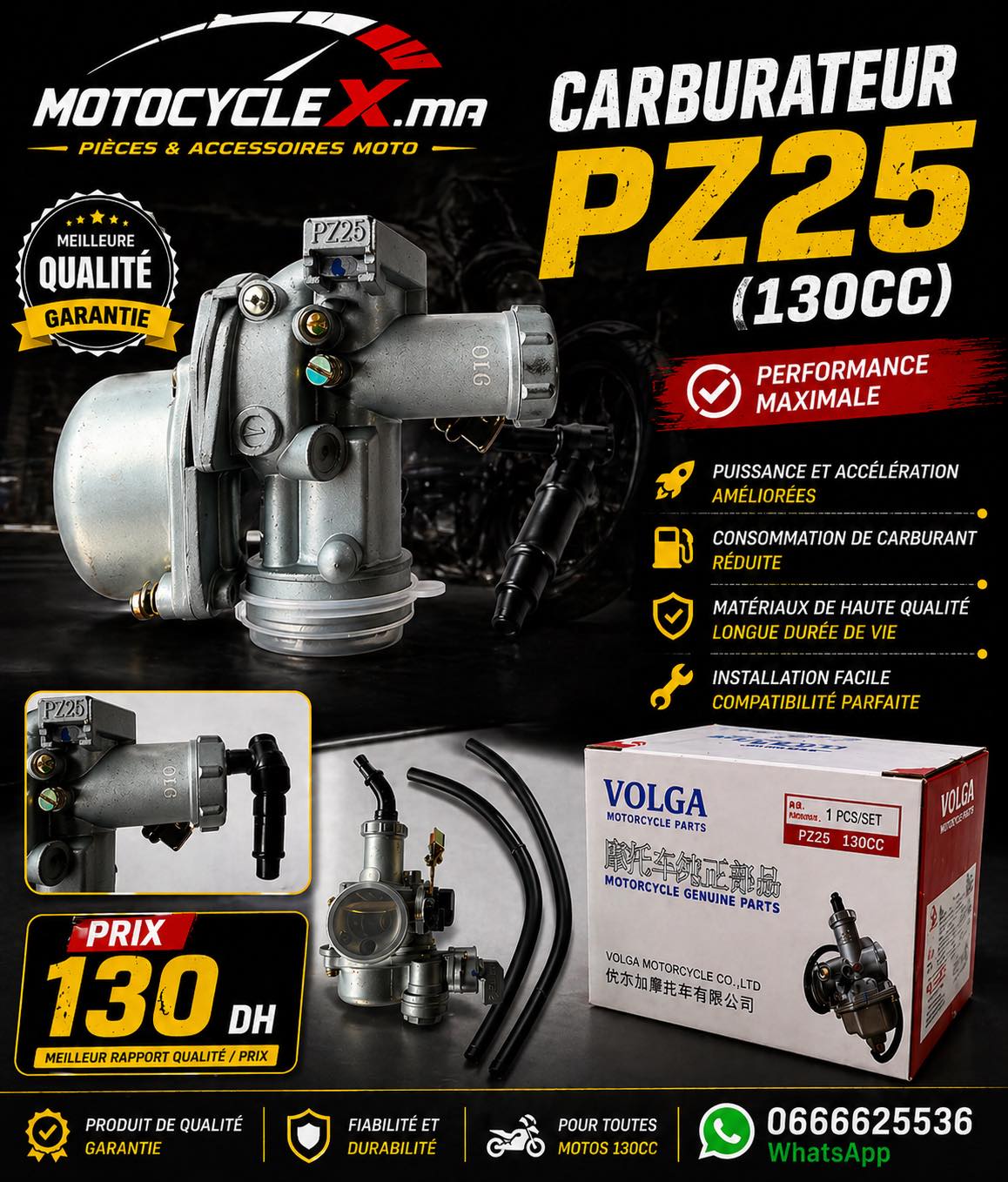 Carburateur PZ25 VOLGA 130cc